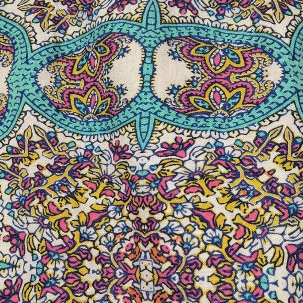 🔥Maeve Anthro. Manolya Multicolor Pattern Linen Blend Women's Pencil Skirt Sz-0 - Picture 3 of 8